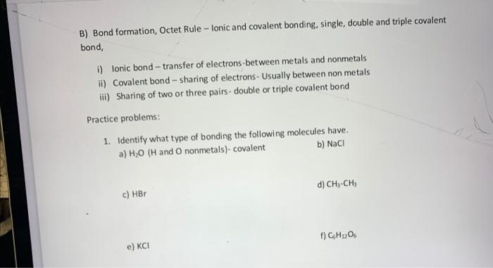 Solved B Bond Formation Octet Rule Lonic And Covalent Chegg