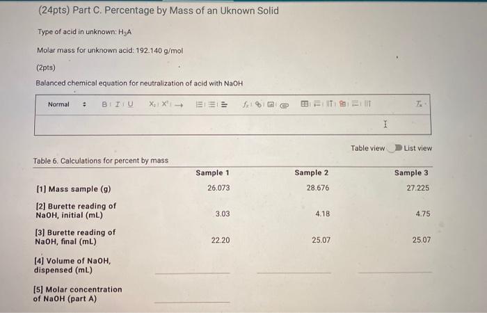 Solved Data And Report Submission Volumetric Analysis Chegg