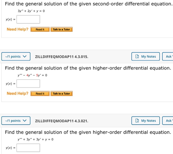 Solved Find The General Solution Of The Given Second Order Chegg