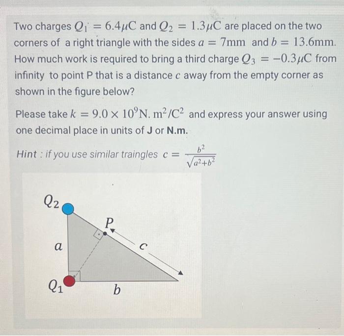 Solved Two charges Q1 6 4μC and Q2 1 3μC are placed on the Chegg