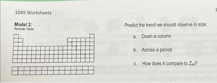 1045 Worksheets Model 2 Periodic Table Predict The Chegg