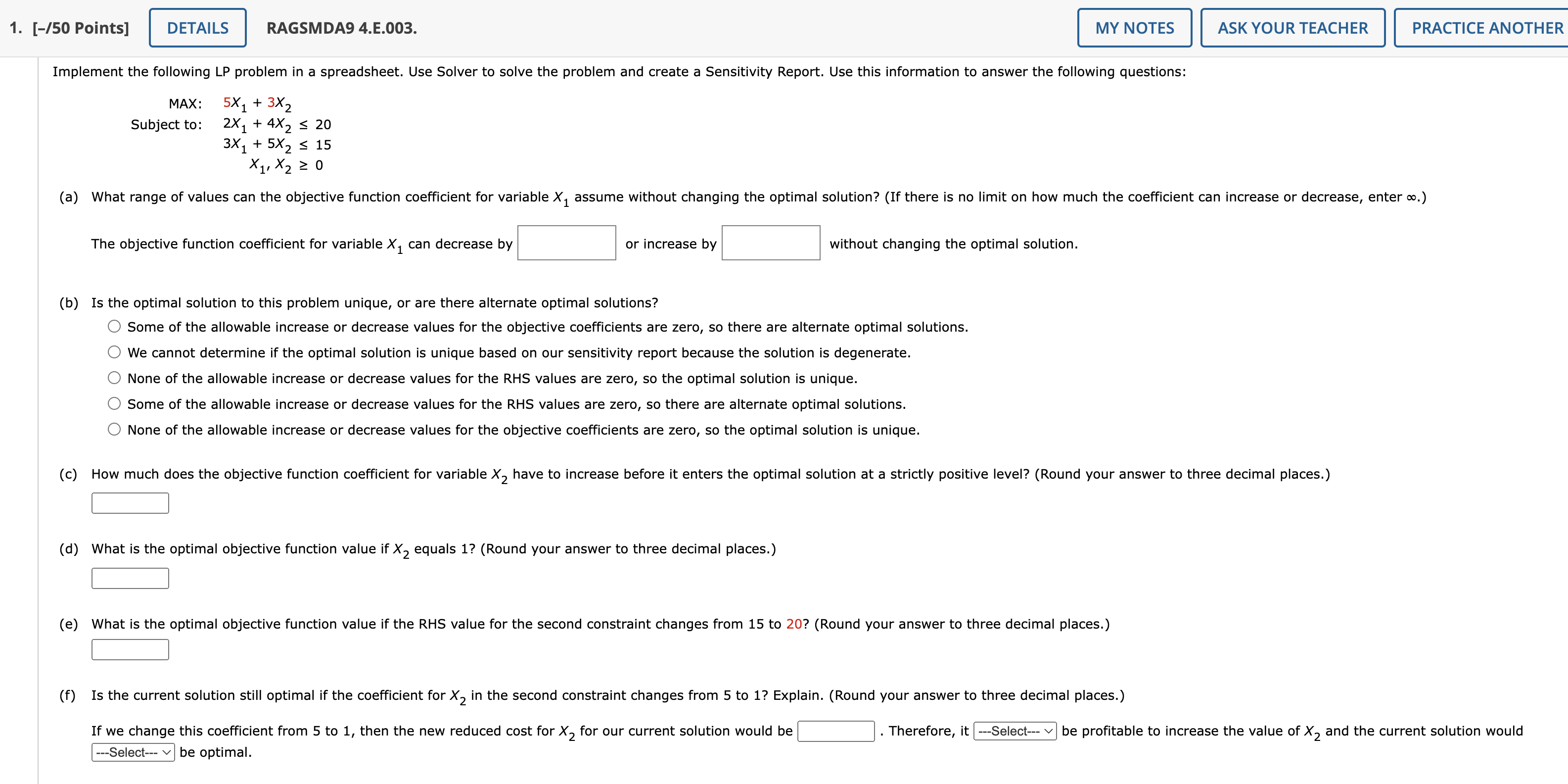 Solved Implement The Following Lp Problem In A Spreadsheet Chegg