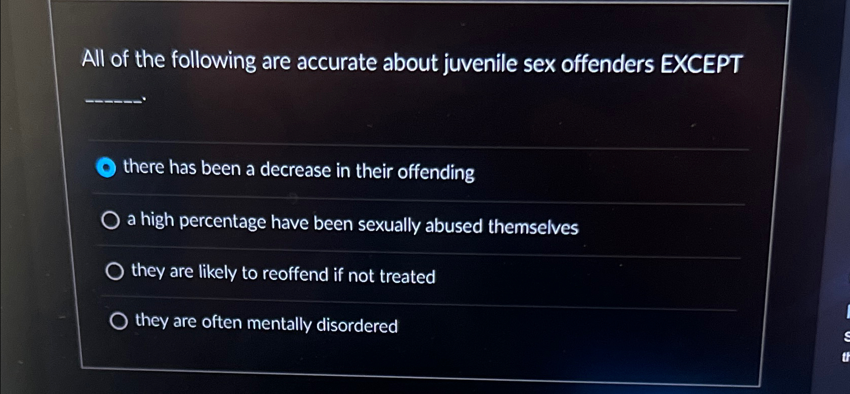 Solved All Of The Following Are Accurate About Juvenile Sex Chegg