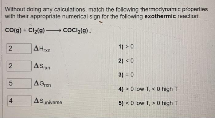 Solved Without Doing Any Calculations Match The Following Chegg