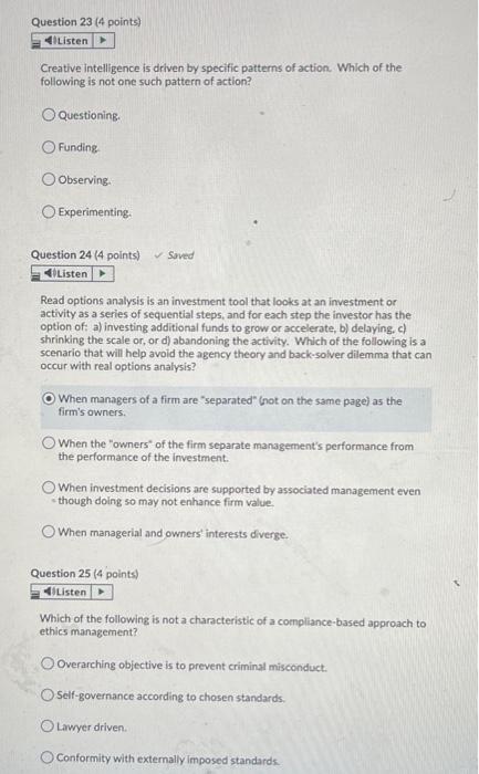 Solved Question Points Listen Creative Intelligence Chegg