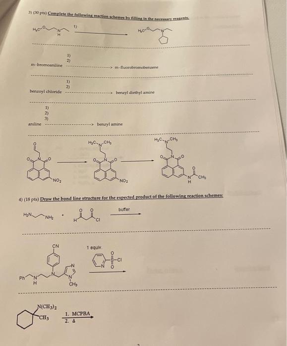 Solved Pts Complete The Following Reaction Schemes Chegg