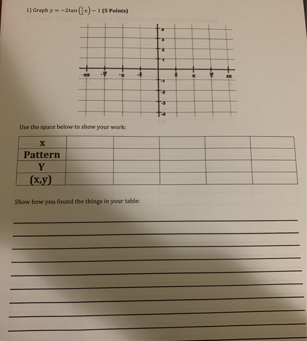 Solved Graph Y Tan X Points I Use The Space Chegg