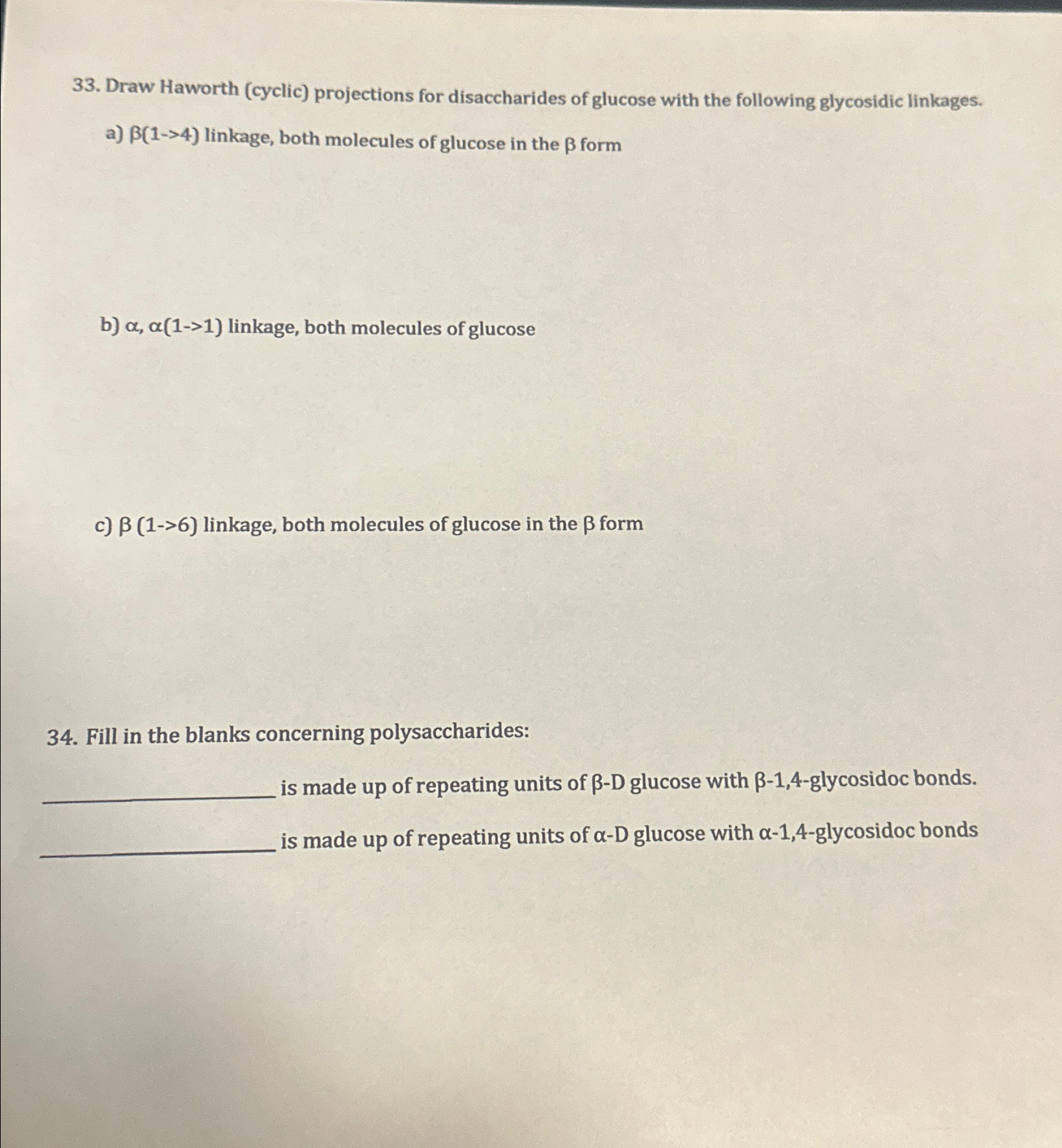 Solved Draw Haworth Cyclic Projections For Disaccharides Chegg