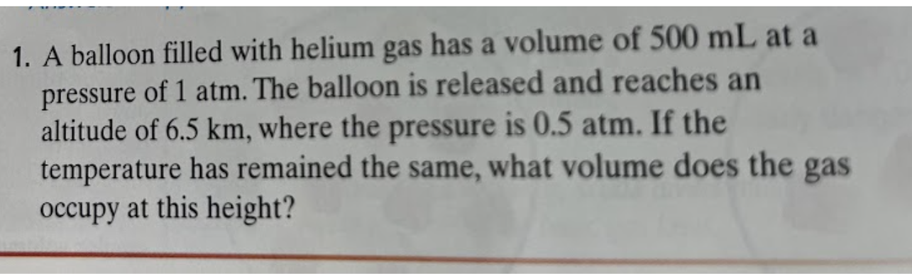 Solved A Balloon Filled With Helium Gas Has A Volume Of Chegg