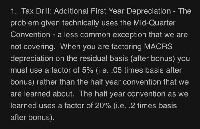 Solved Tax Drill Additional First Year Depreciation Diana Chegg