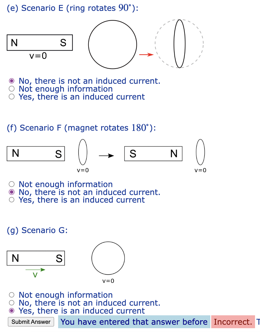 Solved Indicate Whether There Is An Induced Current In Each Chegg