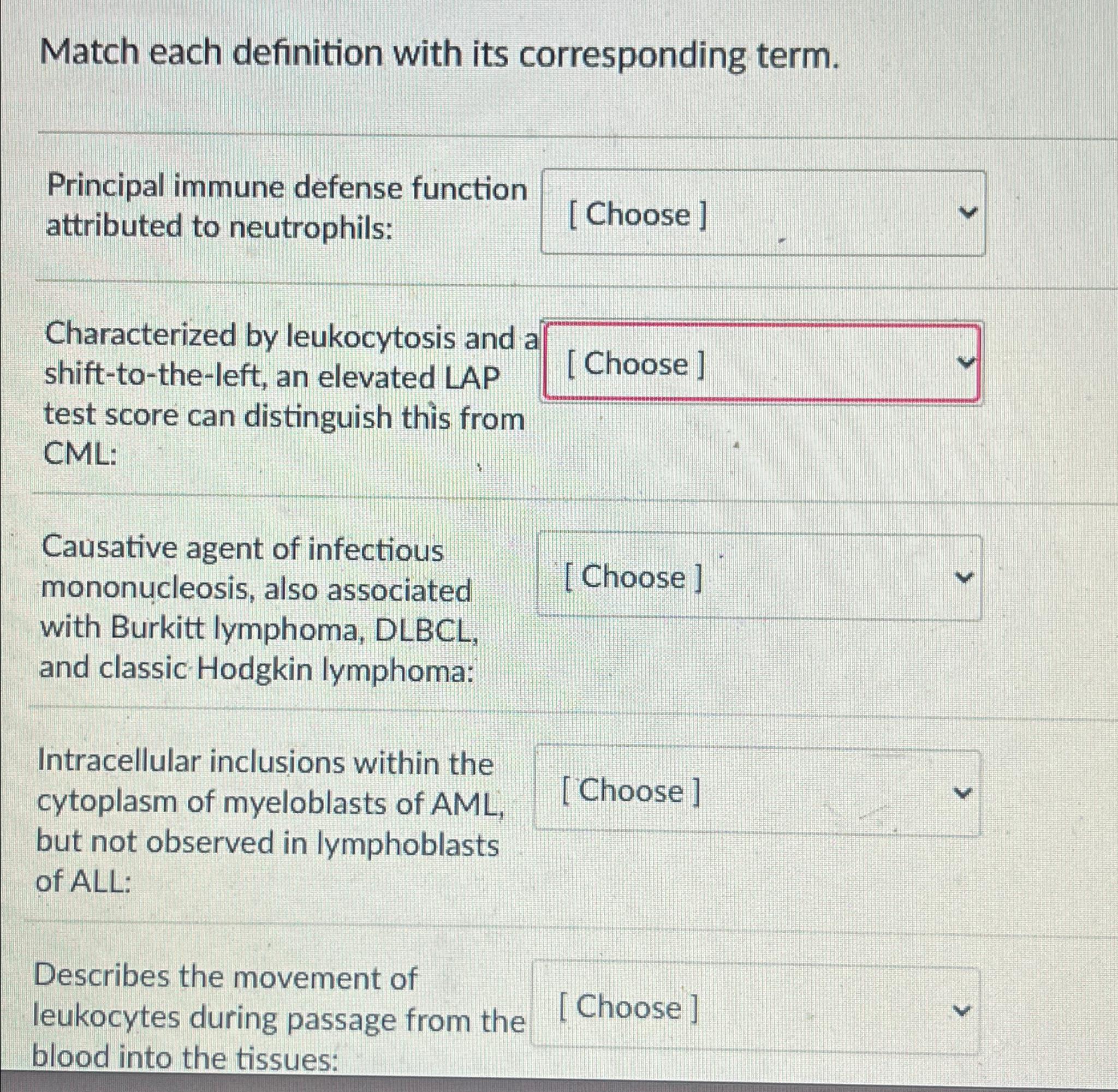 Solved Match Each Definition With Its Corresponding Chegg