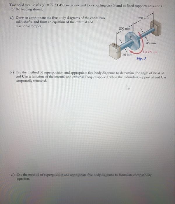 Solved Two Solid Steel Shafts G 77 2 GPa Are Connected Chegg