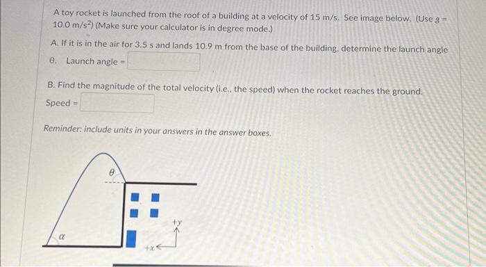 Solved A Toy Rocket Is Launched From The Roof Of A Build