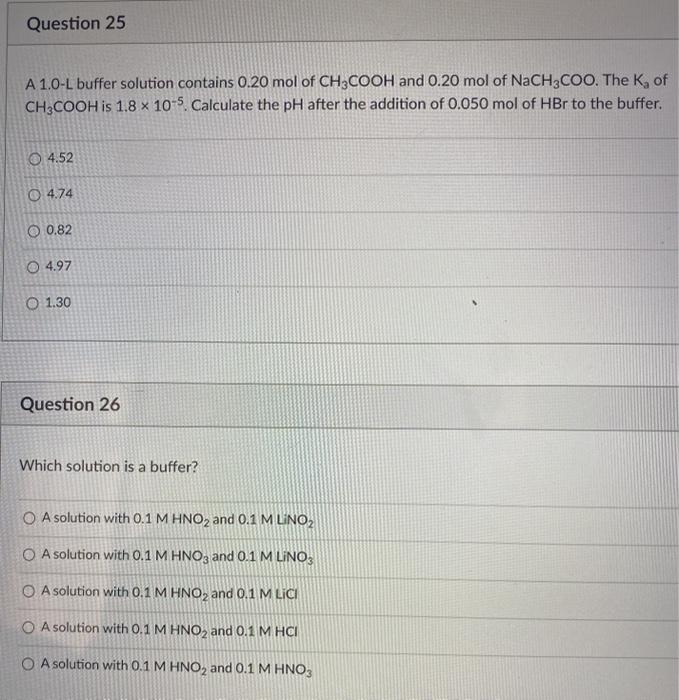 Solved Question A L Buffer Solution Contains Mol Chegg