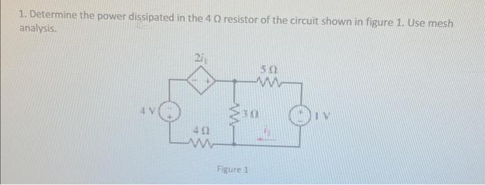 Solved 1 Determine the power dissipated in the 4Ω resistor Chegg