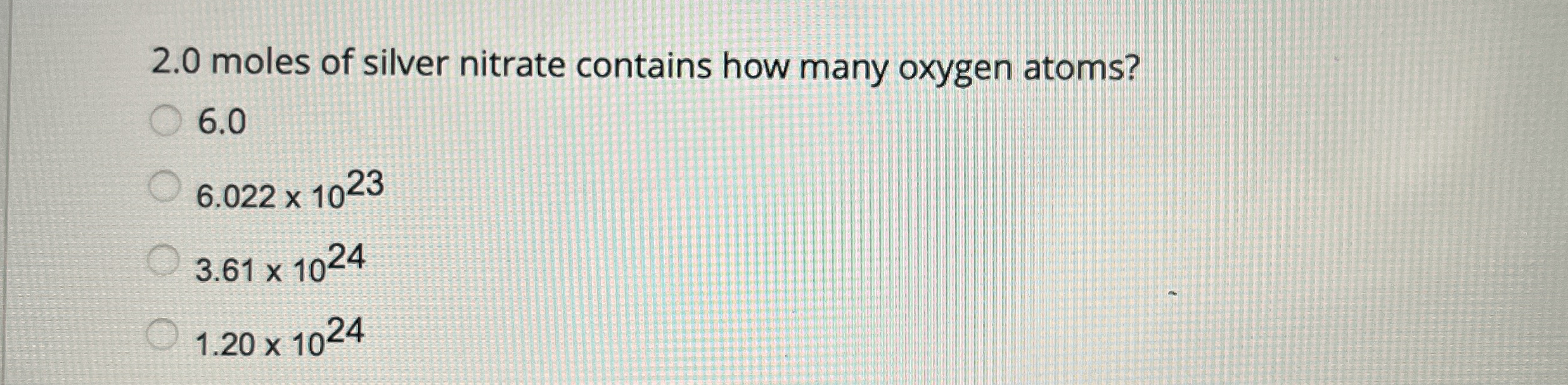 Solved Moles Of Silver Nitrate Contains How Many Oxyg