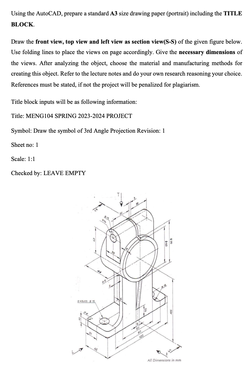 Solved Using The Autocad Prepare A Standard A Size Chegg