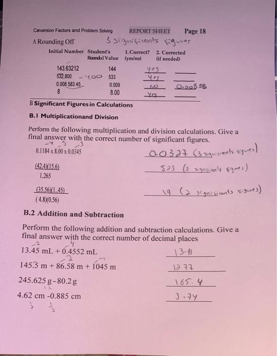 Solved Conversion Factors And Problem Solving REPORT SHEET Chegg