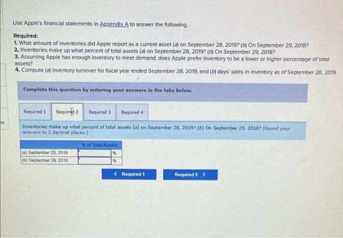 Solved Use Apple S Financial Statements In Appendix A To Chegg