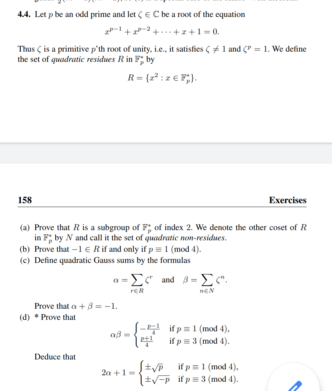 Solved Let P Be An Odd Prime And Let C Be A Root Of Chegg