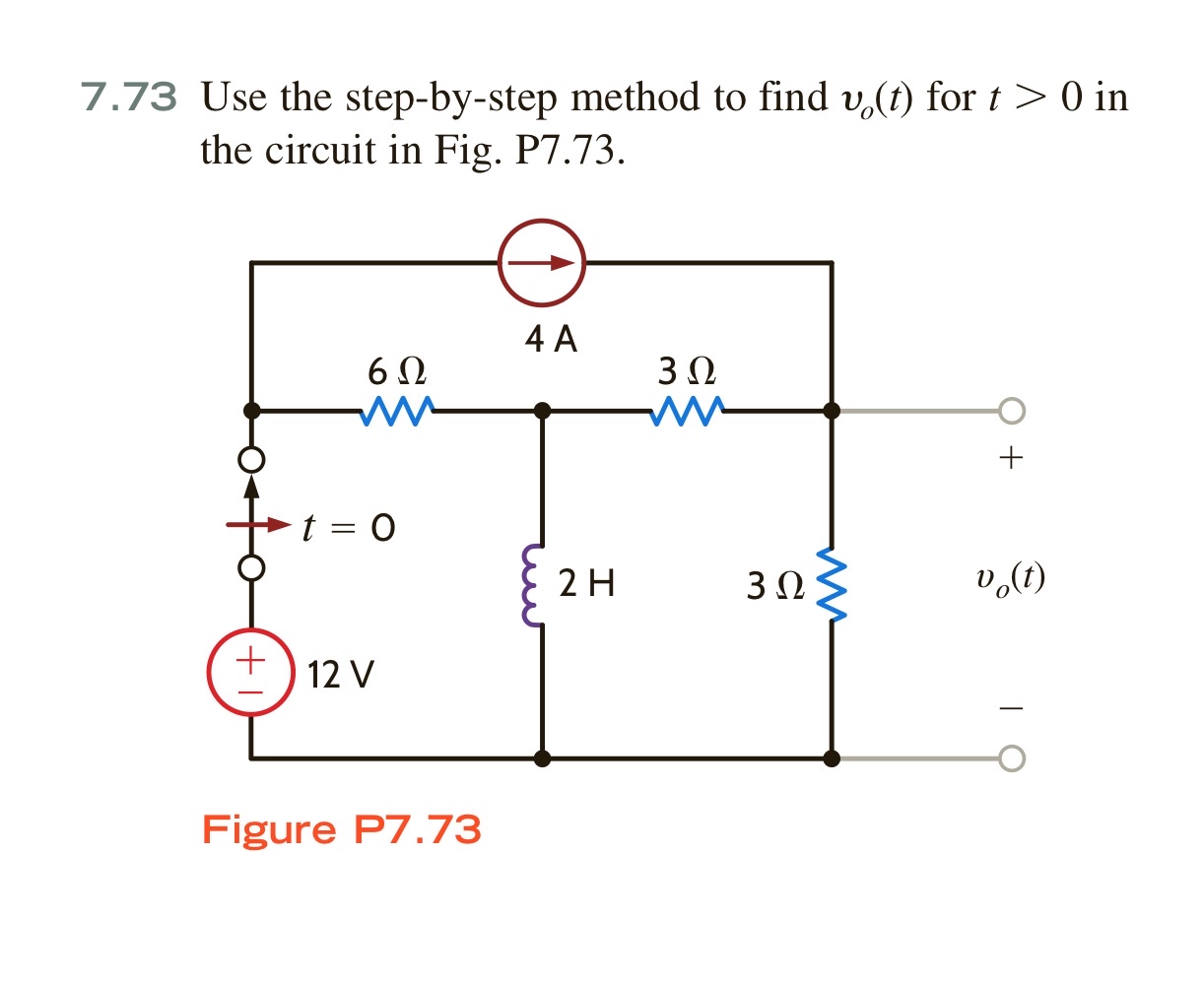 Solved 7 73 Use The Step By Step Method To Find Vo T For Chegg