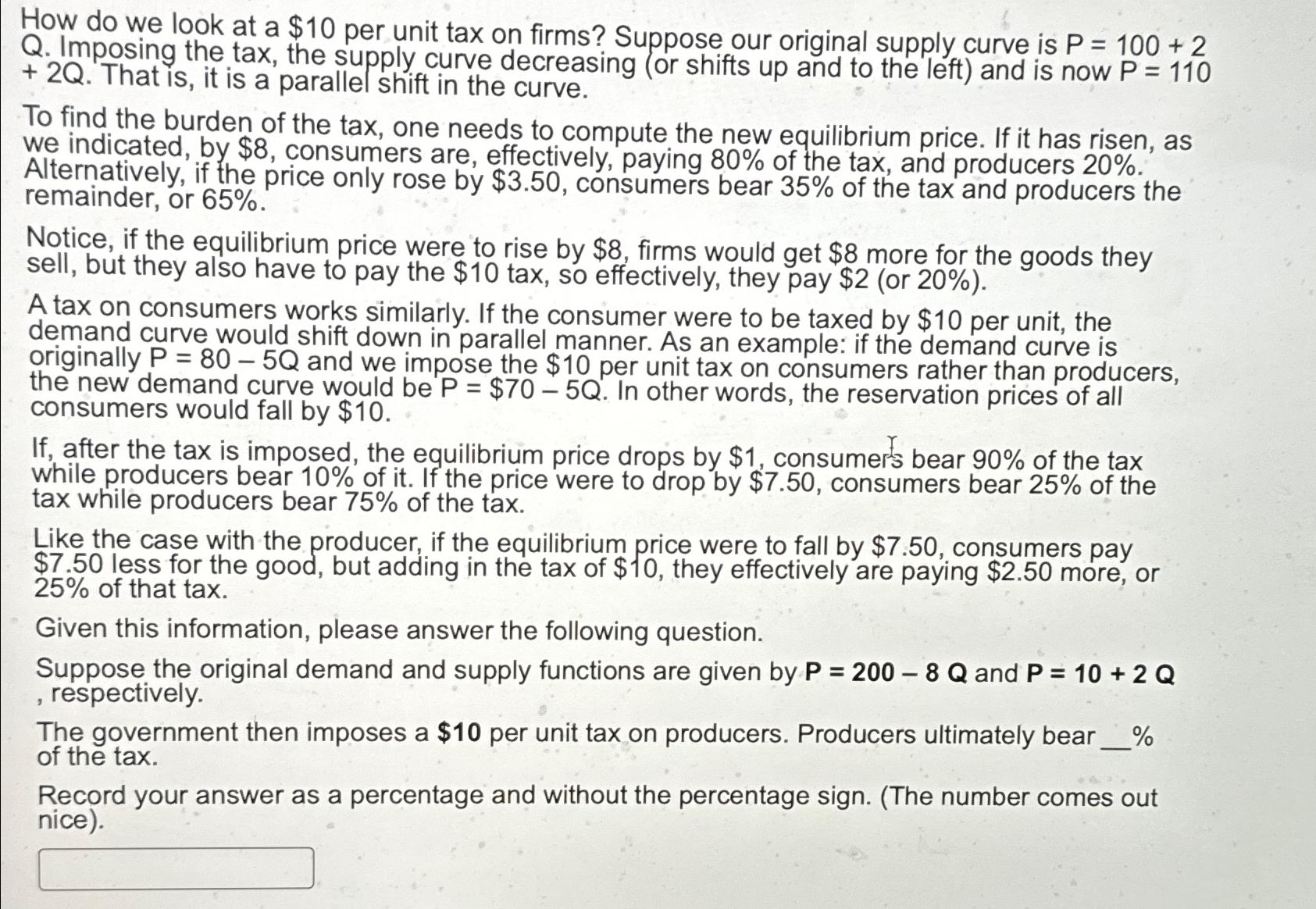 Solved How Do We Look At A 10 Per Unit Tax On Firms Chegg