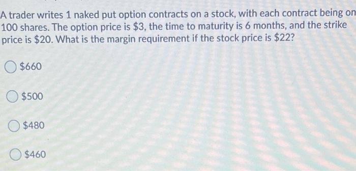 Solved A Trader Writes Naked Put Option Contracts On A Chegg