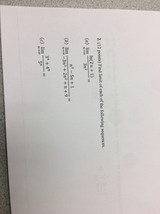 Solved Points Find Limit Of Each Of The Following Chegg