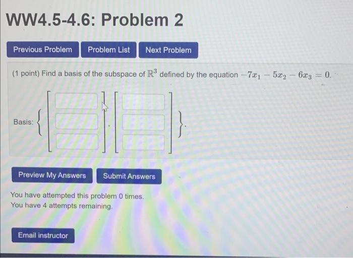 Solved 1 Point Find A Basis Of The Subspace Of R3 Defined Chegg