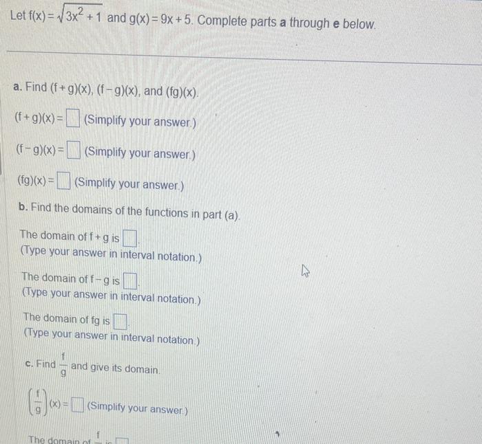 Solved Let F X 3x2 1 And G X 9x 5 Complete Parts A Chegg