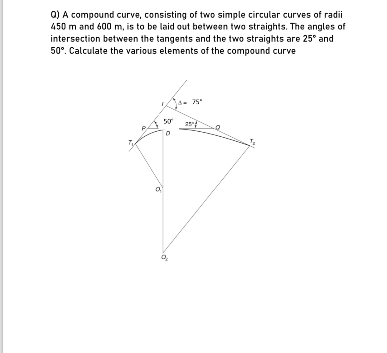 Solved Q A Compound Curve Consisting Of Two Simple Chegg