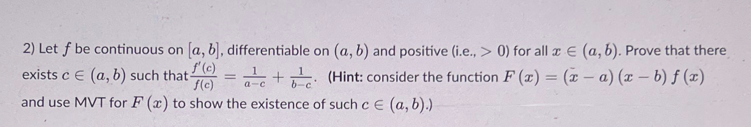 Solved Let F Be Continuous On A B Differentiable On A B Chegg