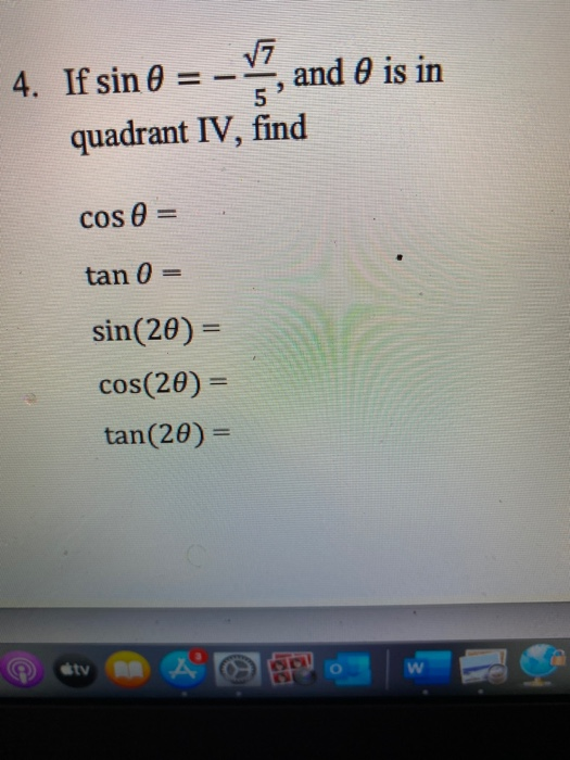 Solved If Sin Theta Sqrt 7 5 And Theta Is In Quadrant Chegg