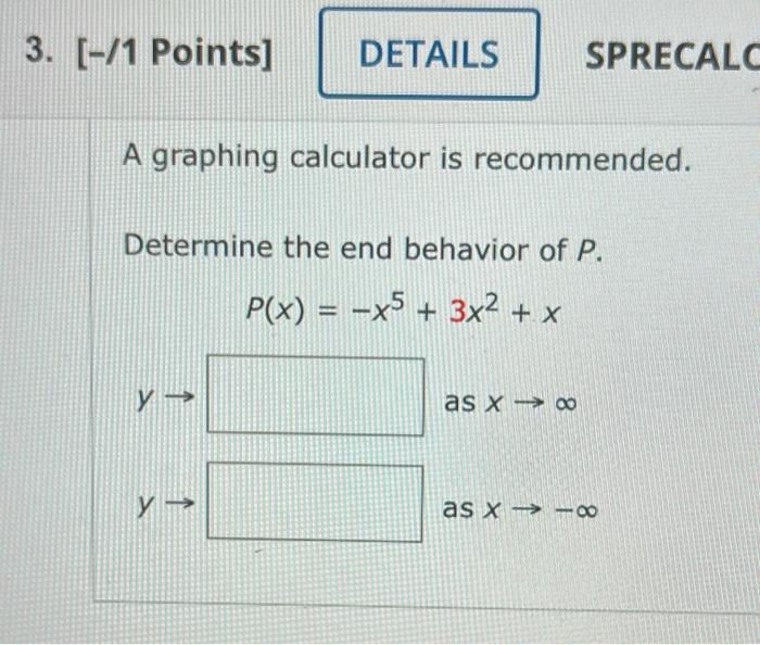 Solved Points Details Sprecalc A Graphing Chegg