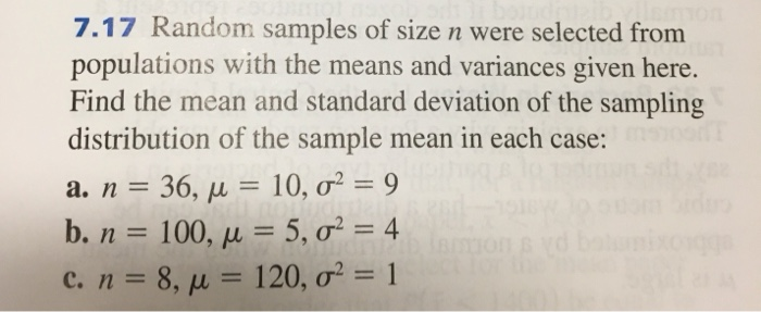 Solved 7 17 Random Samples Of Size N Were Selected From Chegg