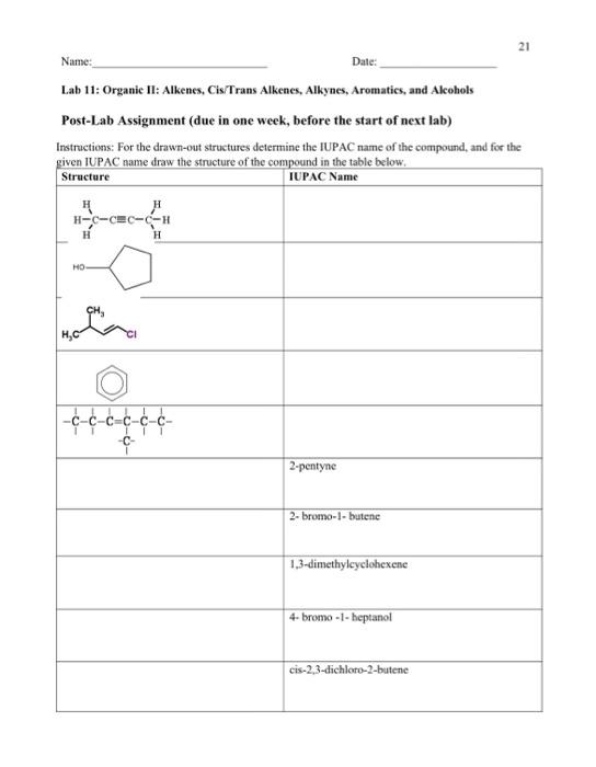 Solved Lab Organic Ii Alkenes Cis Trans Alkenes Chegg