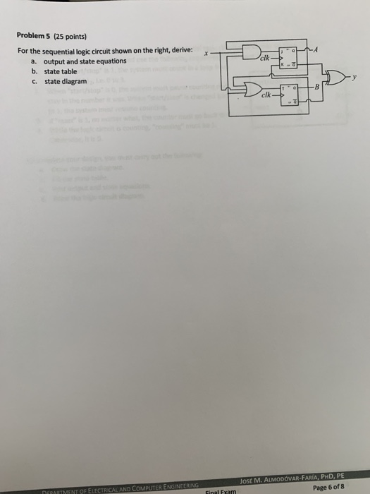 Solved Problem 5 25 Points For The Sequential Logic Chegg