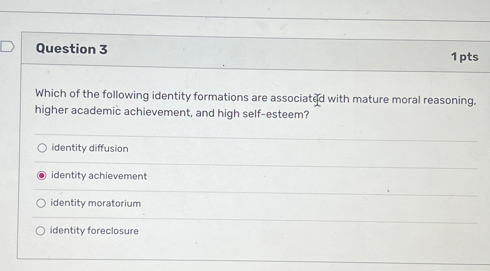 Solved Question Ptswhich Of The Following Identity Chegg