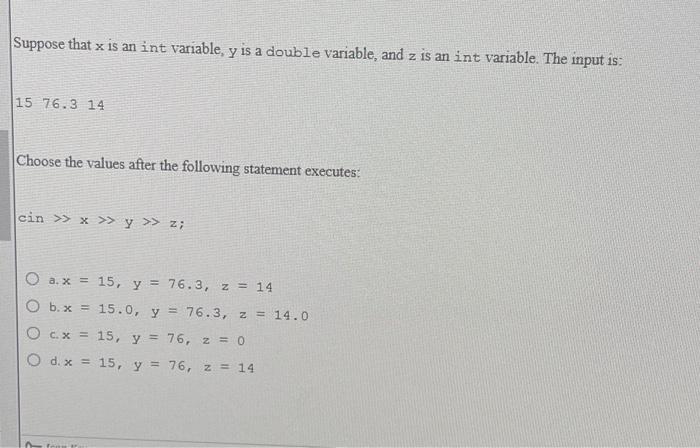 Suppose That X Is An Int Variable Y Is A Double Chegg