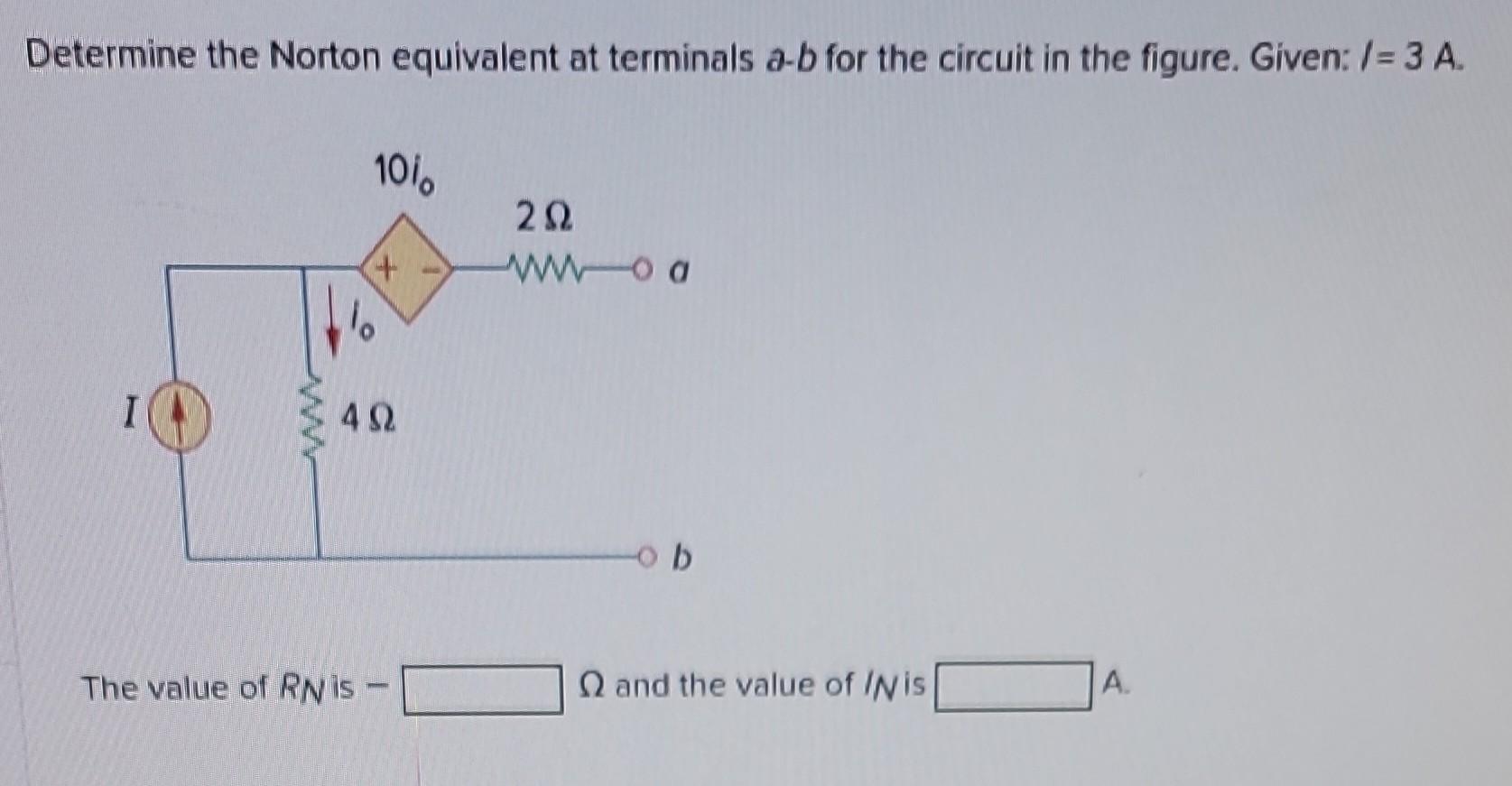 Solved Determine The Norton Equivalent At Terminals A B Chegg