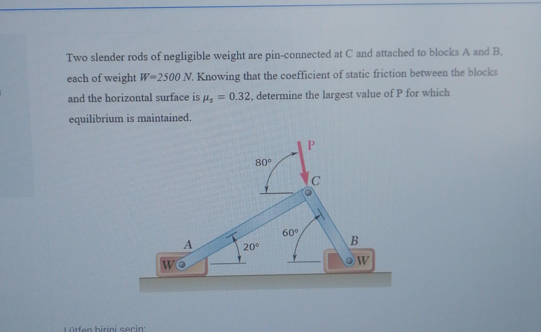 Solved Two Slender Rods Of Negligible Weight Are Chegg