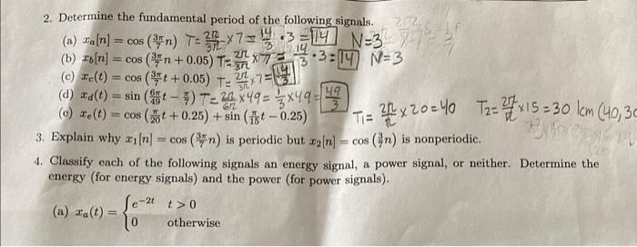 Solved Determine The Fundamental Period Of The Following Chegg