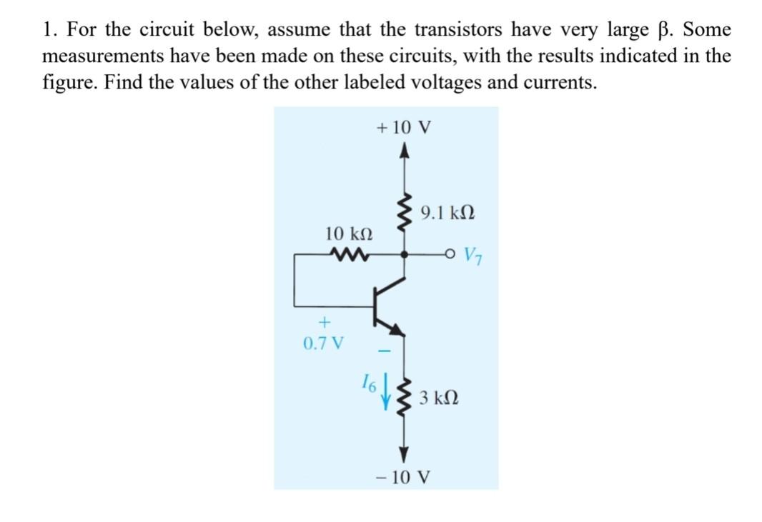 Solved 1 For The Circuit Below Assume That The Transistors Chegg