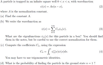 Solved A Particle Is Trapped In An Infinite Square Well