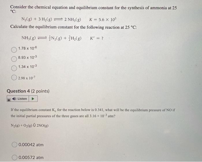 Solved Consider The Chemical Equation And Equilibrium Chegg