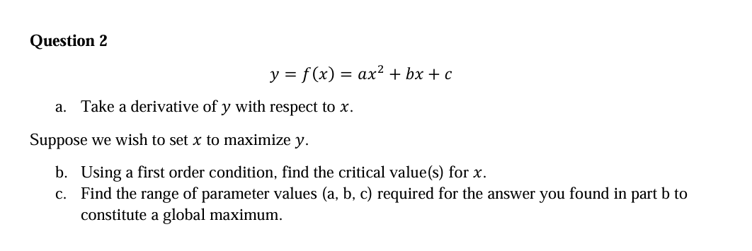 Question 2y F X Ax2 Bx Ca Take A Derivative Of Y Chegg