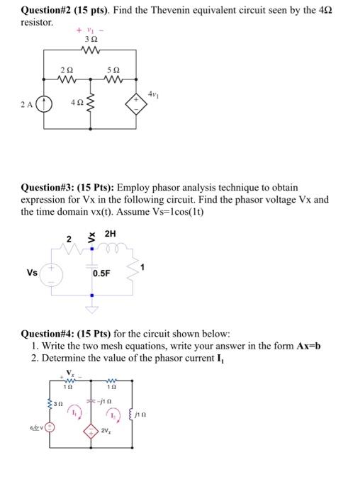 Solved Question Pts Find The Thevenin Equivalent Chegg