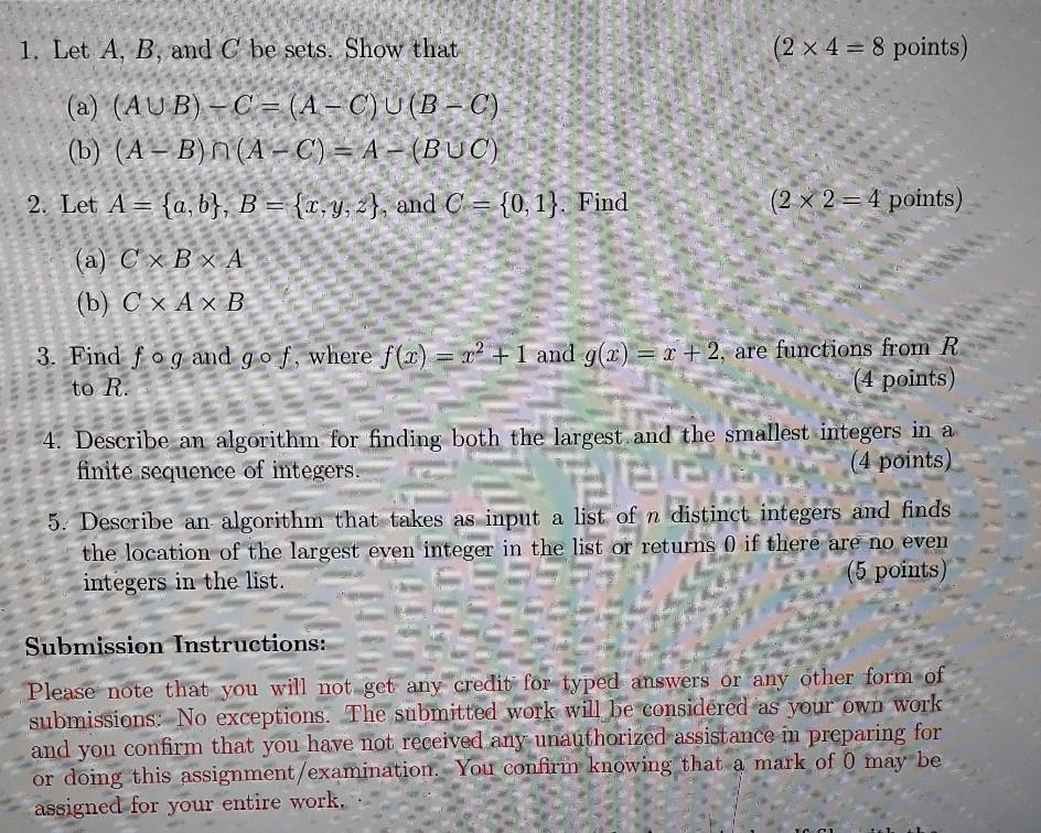 Solved Let A B And C Be Sets Show That X Chegg