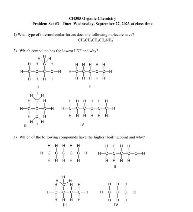 Solved Ch Organic Chemistry Problem Set Due Chegg